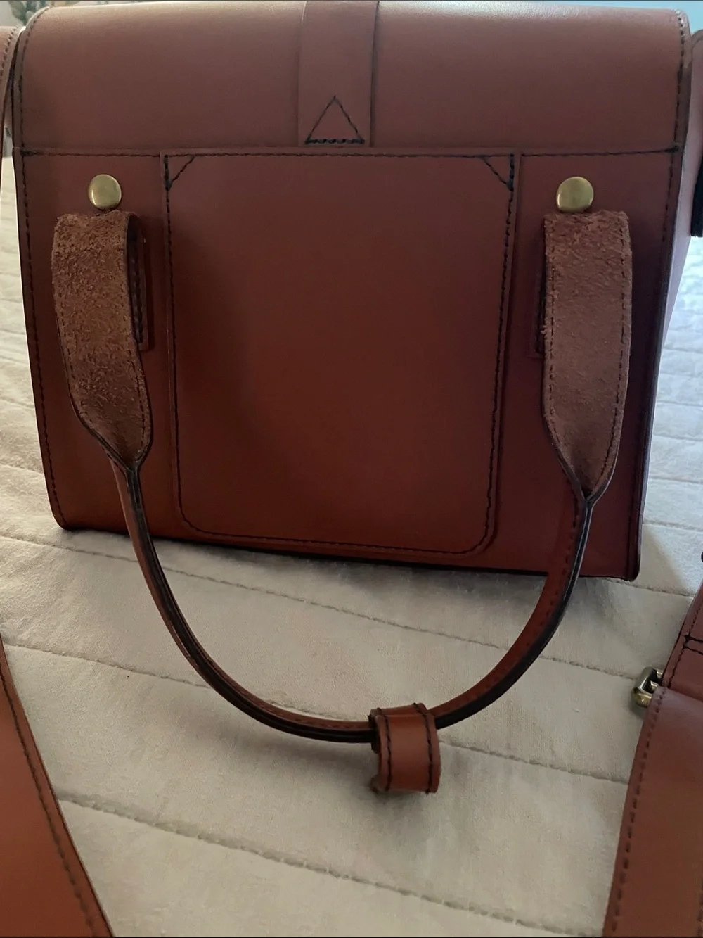 Classic Brown Leather Satchel with Top Handle & Adjustable Strap